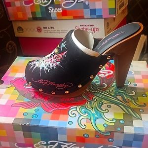 ED HARDY HIGH HEEL SLIPPERS BLACK ⚫️